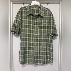 Ascend short sleeve green/gray plaid button up - size XL